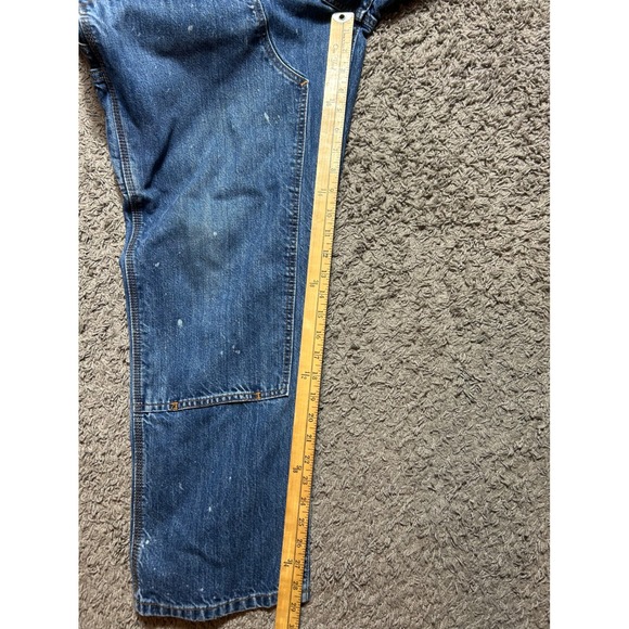 Carhartt Double Knee Loose Fit Carpenter Jeans Blue Denim Paint Splatter 36x30 - Picture 7 of 7